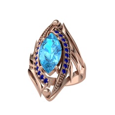 Euthalia Yüzük - Akuamarin ve lab safir 14 ayar rose altın yüzük #2bwk4h