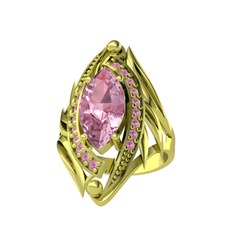 Euthalia Yüzük - Pembe kuvars 14 ayar altın yüzük #3168ti