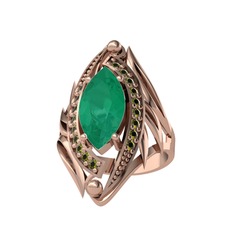 Euthalia Yüzük - Kök zümrüt ve peridot 18 ayar rose altın yüzük #4l0x7p
