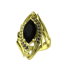 Euthalia Yüzük - Siyah zirkon 925 ayar altın kaplama gümüş yüzük #4uca2z
