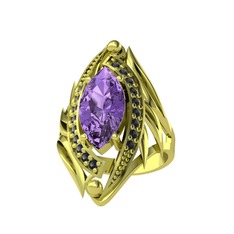 Euthalia Yüzük - Ametist ve siyah zirkon 14 ayar altın yüzük #5r1tgj