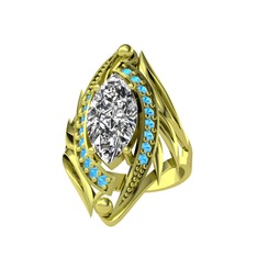 Euthalia Yüzük - Swarovski ve akuamarin 18 ayar altın yüzük #6fs70a