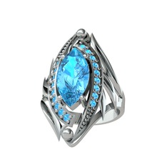 Euthalia Yüzük - Akuamarin 18 ayar beyaz altın yüzük #8094uj
