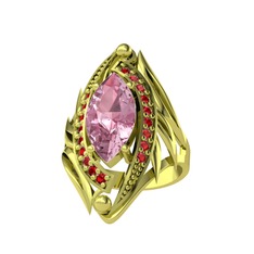 Euthalia Yüzük - Pembe kuvars ve garnet 18 ayar altın yüzük #81kgg6