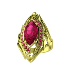 Rodolit garnet 14 ayar altın yüzük