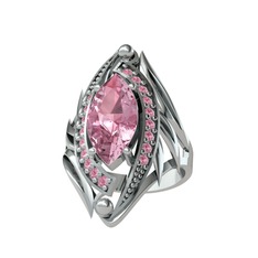 Euthalia Yüzük - Pembe kuvars 8 ayar beyaz altın yüzük #b4gb10