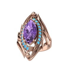 Euthalia Yüzük - Ametist ve akuamarin 925 ayar rose altın kaplama gümüş yüzük #bb2aeh