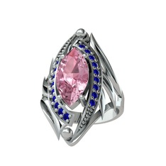 Pembe kuvars ve lab safir 925 ayar gümüş yüzük