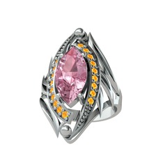 Euthalia Yüzük - Pembe kuvars ve sitrin 925 ayar gümüş yüzük #cgx4l0
