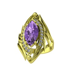 Euthalia Yüzük - Ametist ve swarovski 14 ayar altın yüzük #dofqtu