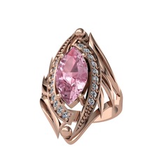 Euthalia Yüzük - Pembe kuvars ve pırlanta 925 ayar rose altın kaplama gümüş yüzük (0.36 karat) #f5ac8c