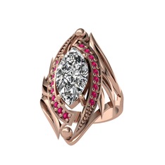 Euthalia Yüzük - Beyaz zirkon ve rodolit garnet 14 ayar rose altın yüzük #fohmfl