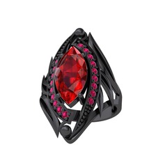 Euthalia Yüzük - Garnet ve rodolit garnet 925 ayar siyah rodyum kaplama gümüş yüzük #g2s81k
