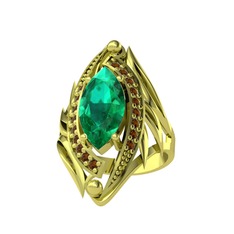 Euthalia Yüzük - Yeşil kuvars ve dumanlı kuvars 14 ayar altın yüzük #hhkzqi