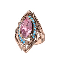 Euthalia Yüzük - Pembe kuvars ve akuamarin 925 ayar rose altın kaplama gümüş yüzük #hil7wn