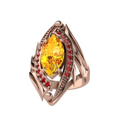 Sitrin ve garnet 14 ayar rose altın yüzük