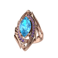 Euthalia Yüzük - Akuamarin ve ametist 18 ayar rose altın yüzük #ih76lg