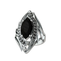 Euthalia Yüzük - Siyah zirkon 14 ayar beyaz altın yüzük #ilz7va