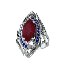 Euthalia Yüzük - Kök yakut ve lab safir 8 ayar beyaz altın yüzük #iw2w96