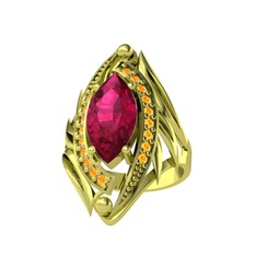 Euthalia Yüzük - Rodolit garnet ve sitrin 18 ayar altın yüzük #j13qnh