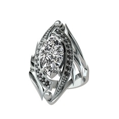 Euthalia Yüzük - Swarovski ve siyah zirkon 8 ayar beyaz altın yüzük #kq115y