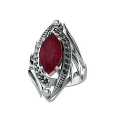 Euthalia Yüzük - Kök yakut ve siyah zirkon 925 ayar gümüş yüzük #loovh4