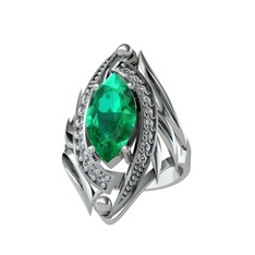 Euthalia Yüzük - Yeşil kuvars ve swarovski 8 ayar beyaz altın yüzük #lxlsov