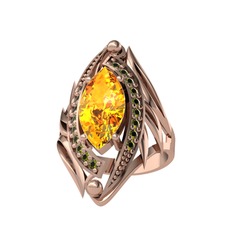Euthalia Yüzük - Sitrin ve peridot 14 ayar rose altın yüzük #m5kqk6