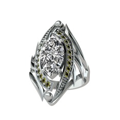 Euthalia Yüzük - Swarovski ve peridot 18 ayar beyaz altın yüzük #n1rg5p