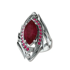 Euthalia Yüzük - Kök yakut ve rodolit garnet 18 ayar beyaz altın yüzük #n5fyoj