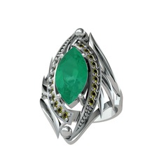 Kök zümrüt ve peridot 925 ayar gümüş yüzük