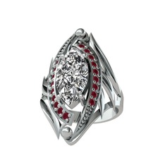 Euthalia Yüzük - Swarovski ve kök yakut 18 ayar beyaz altın yüzük #nfw9lg