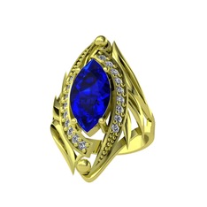 Euthalia Yüzük - Lab safir ve swarovski 18 ayar altın yüzük #njh3mp