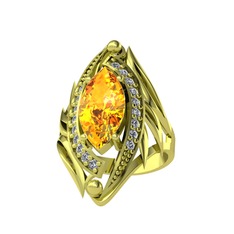 Euthalia Yüzük - Sitrin ve swarovski 925 ayar altın kaplama gümüş yüzük #oa7r32