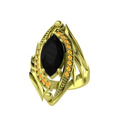 Euthalia Yüzük - Siyah zirkon ve sitrin 8 ayar altın yüzük #ox6fz8