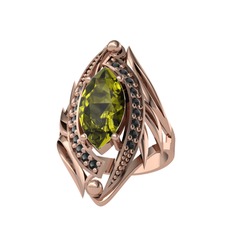 Euthalia Yüzük - Peridot ve siyah zirkon 18 ayar rose altın yüzük #p2n0x9