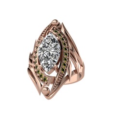 Beyaz zirkon ve peridot 925 ayar rose altın kaplama gümüş yüzük