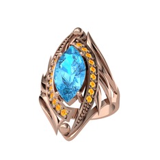 Euthalia Yüzük - Akuamarin ve sitrin 18 ayar rose altın yüzük #pe3mn9