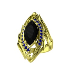 Siyah zirkon ve lab safir 8 ayar altın yüzük