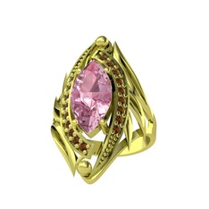Euthalia Yüzük - Pembe kuvars ve dumanlı kuvars 18 ayar altın yüzük #s26mle