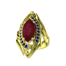 Euthalia Yüzük - Kök yakut ve lab safir 14 ayar altın yüzük #sk6ud4
