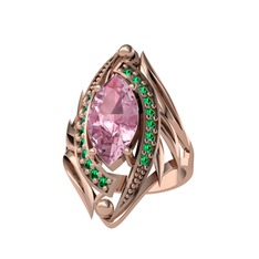 Euthalia Yüzük - Pembe kuvars ve yeşil kuvars 8 ayar rose altın yüzük #skl841