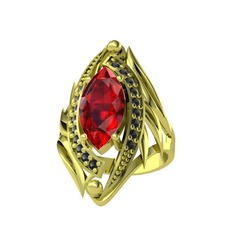Euthalia Yüzük - Garnet ve siyah zirkon 8 ayar altın yüzük #srsthz
