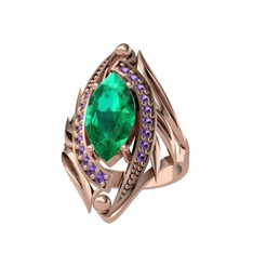 Euthalia Yüzük - Yeşil kuvars ve ametist 14 ayar rose altın yüzük #t65d19