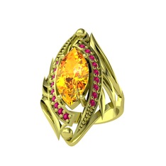 Euthalia Yüzük - Sitrin ve rodolit garnet 18 ayar altın yüzük #uug36s