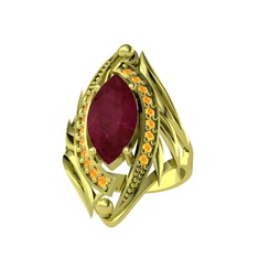 Euthalia Yüzük - Kök yakut ve sitrin 18 ayar altın yüzük #vcpu8o