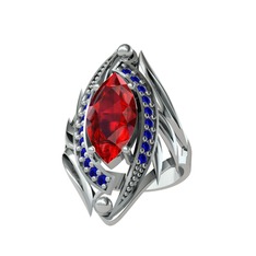 Euthalia Yüzük - Garnet ve lab safir 925 ayar gümüş yüzük #yo2x18