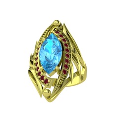 Euthalia Yüzük - Akuamarin ve kök yakut 8 ayar altın yüzük #ysotef