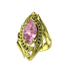 Euthalia Yüzük - Pembe kuvars ve peridot 14 ayar altın yüzük #yxr2r4
