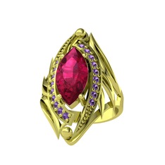 Rodolit garnet ve ametist 8 ayar altın yüzük